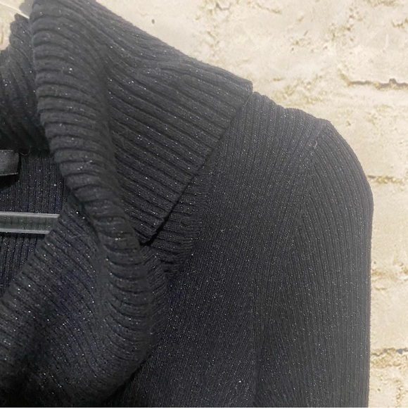 WHBM Black Shimmer Rubbed Wool Blend Cowl Neck Sweater - Picture 2 of 5